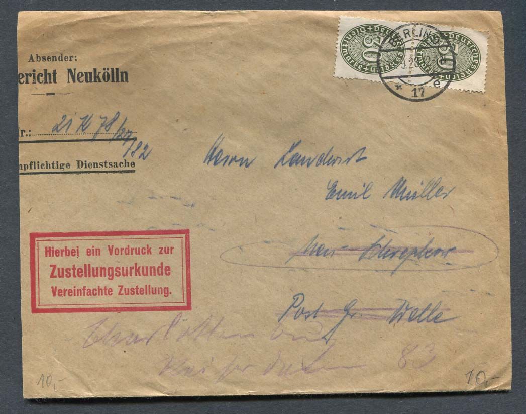 れい German Reich : Better official cover from 1928 - Berlin court seal
